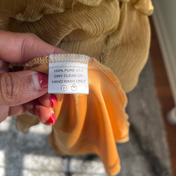 Anthropologie Shapes Gold Silk Dress - Picture 12 of 13